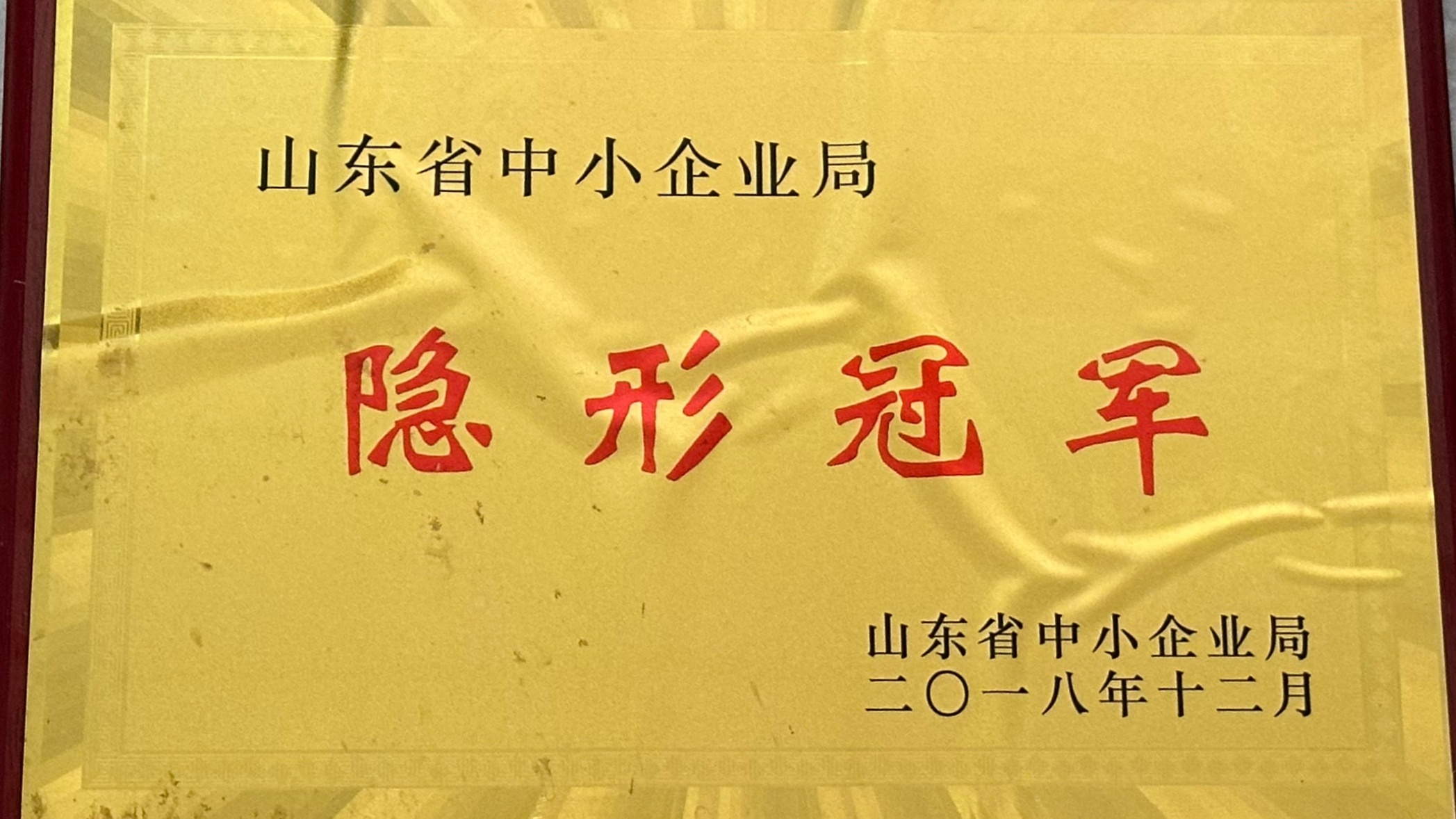 2018年山东省中小企业局颁发隐形冠军
